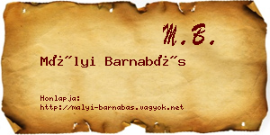 Mályi Barnabás névjegykártya